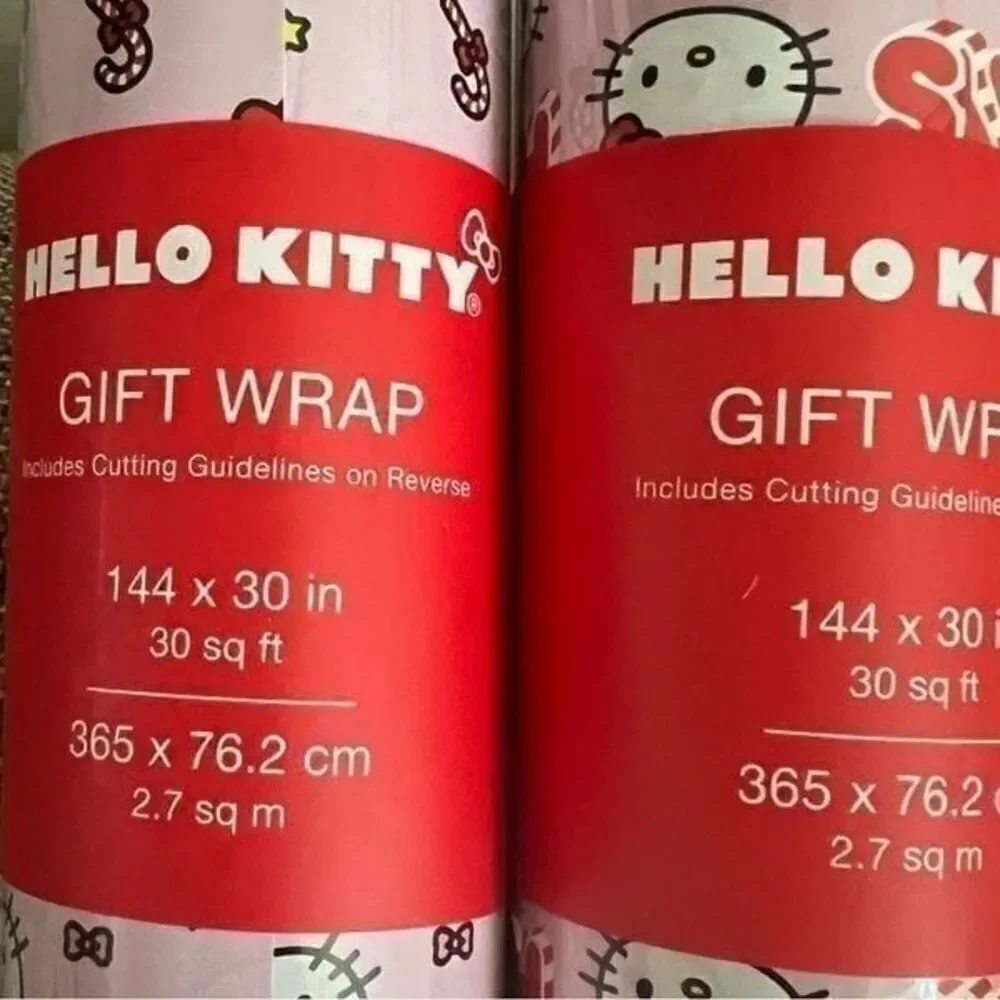 Hello Kitty Happy Holidays Pink Wrapping Paper-Set of 2‎
